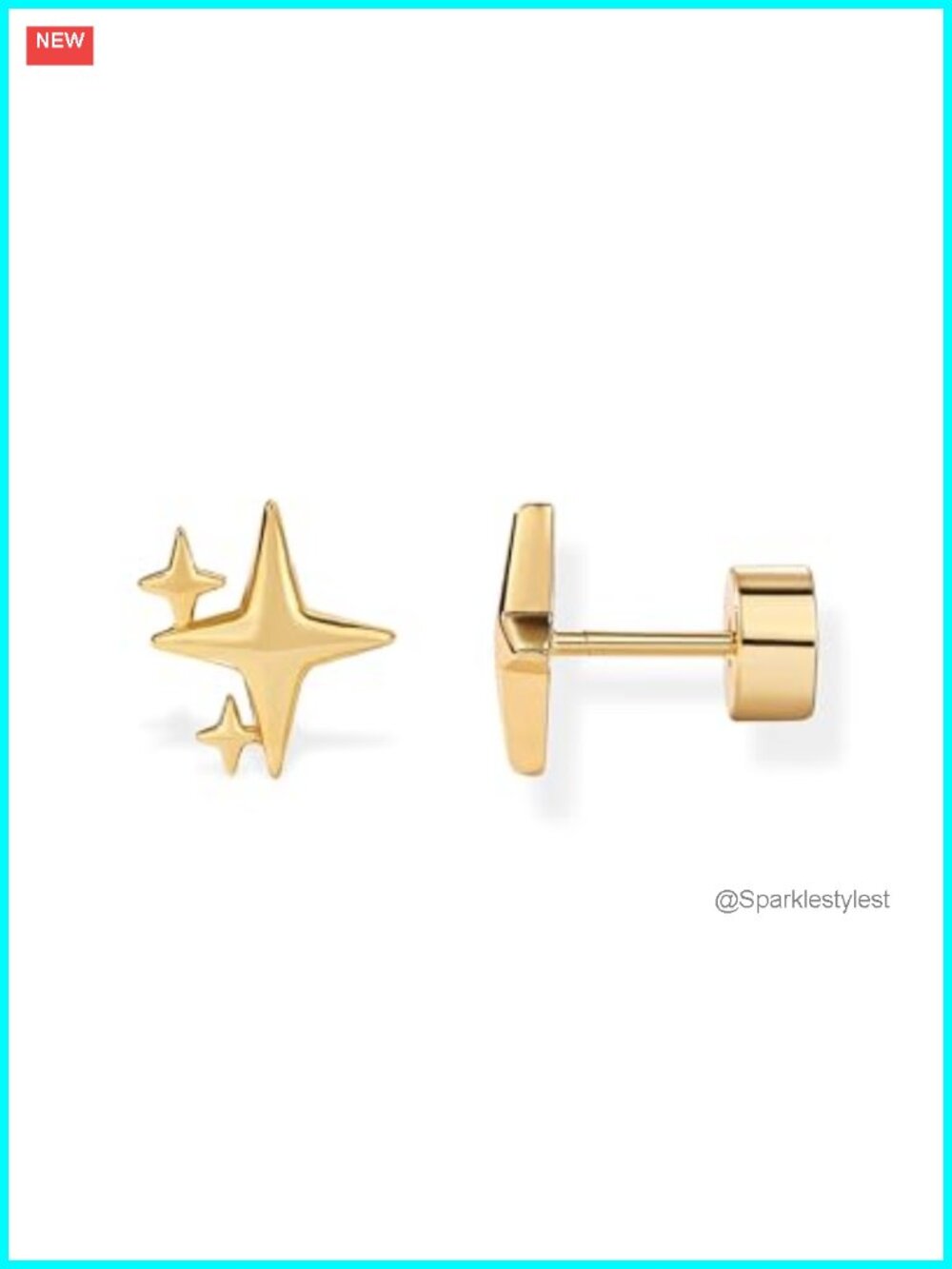 Dainty Flat Back Screw Back Stud Earrings 14K Gold Plated CZ Piercing